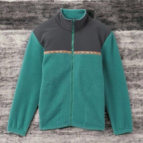 Prana Mens Hurricane FZ Full Zip Sherpa Fleece Jacket Size XL Cove Turquoise New